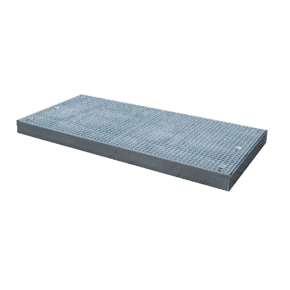 Bandeja prot. suelos LxAnxAlt 2000 x 1000 x 123 mm, vol. reco. 178 l, galv. Bandeja prot. suelos LxAnxAlt 2000 x 1000 x 123 mm, vol. reco. 178 l, galv.-Leer más