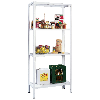 Schulte Fachbodenregal 1000x1800x400mm in sonderweiß mit 4 Böden aus Metall 65kg Fachlast-Beschreibung lesen