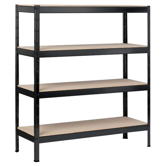Étagère robuste Schulte Blackline 1800x1600x600mm avec 4 tablettes en bois, charge de 250 kg-Leggi tutto