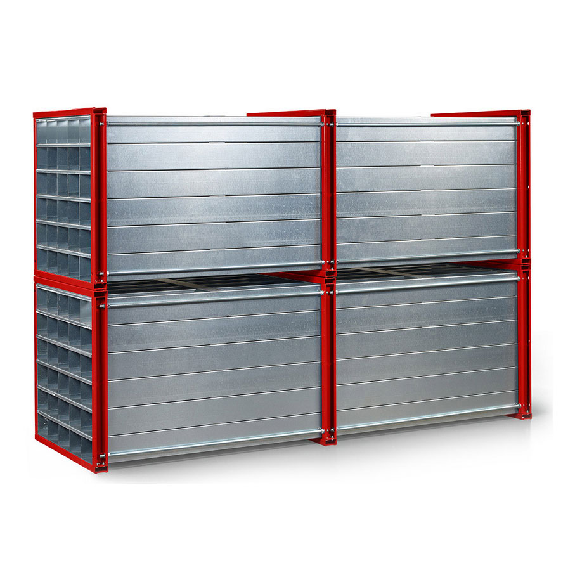 RR Industrietechnik Wabenregal RWR-36/3 3000x1000x1000mm mit 36 Fächern RAL 3000 Feuerrot-Beschreibung lesen
