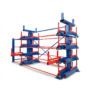 RR Industrietechnik Roll-Aus-Regal einseitg Typ RRA-D45 2x4 Lagerebenen plus Dachablage 2500kg Traglast pro Arm-Beschreibung lesen