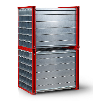 RR Industrietechnik Wabenregal RWR-30/1 1000x1000x1000mm mit 30 Fächern RAL 3000 Feuerrot-Beschreibung lesen