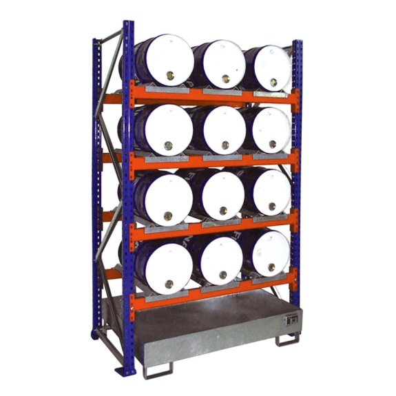 Bauer Grundregal 3006 für Fässer mit 4 Ebenen, Auffangwanne ohne Gitterrost, 12x60l liegend Bauer Grundregal 3006 für Fässer mit 4 Ebenen, Auffangwanne ohne Gitterrost, 12x60l liegend-Beschreibung lesen