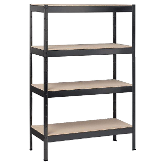 Schulte Schwerlast- Steckregal Blackline 1800x1000x350mm mit 4 Böden aus Holz 90kg Fachlast-Beschreibung lesen