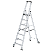 Stehleiter mit Rollen, 7 Stufen