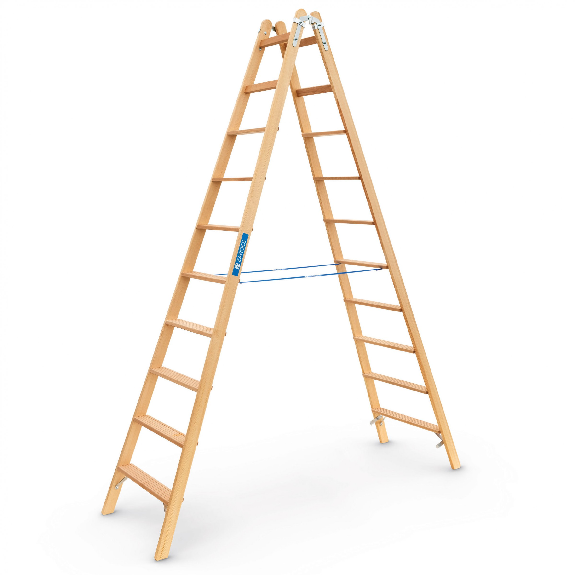 Zarges Holz Stehleiter Crestastep B, beidseitig begehbar 2x10 Stufen-Beschreibung lesen