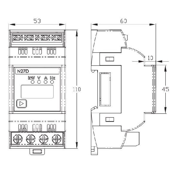 PCE Instruments Hutschienen-Messgerät PCE-N27D Messung von Strom |Spannung |Wirkleistung |Frequenz |CAT III 300 V-Beschreibung lesen