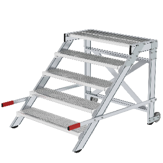 Arbeitsplattform aus Stahl mit Gitterrost 1000 mm, 5 Stufen-Beschreibung lesen