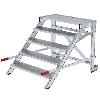 MUNK Arbeitspodest fahrbar Aluminium geriffelt 1000mm Stufenbreite 5 Stufen-Beschreibung lesen