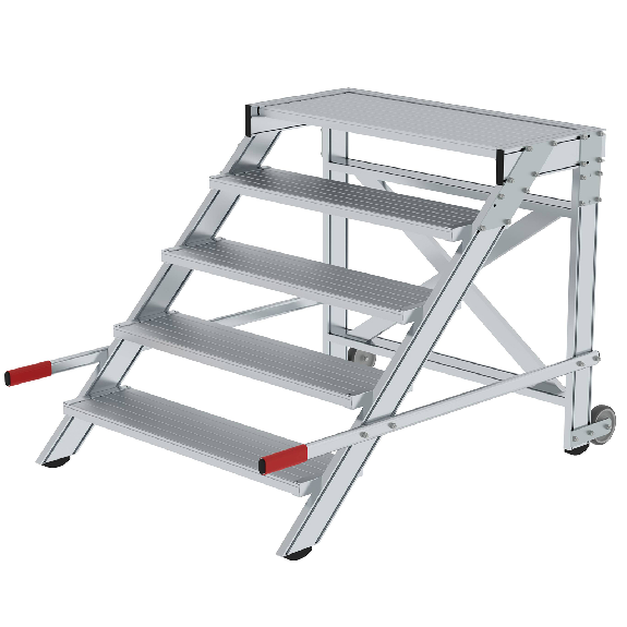 Plateforme de travail mobile MUNK, aluminium rainuré, largeur de marche 1000 mm, 5 marches-Leggi tutto