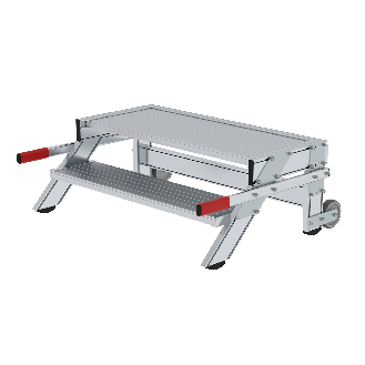 MUNK Arbeitspodest fahrbar Aluminium geriffelt 1000mm Stufenbreite 2 Stufen-Beschreibung lesen