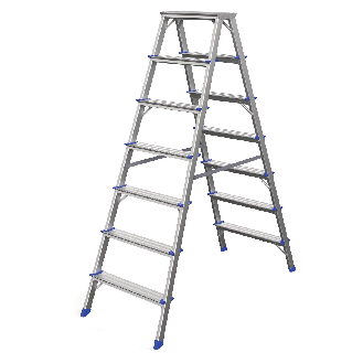 Stufenstehleiter zweiseitig begehbar 2x7 Stufen-Beschreibung lesen
