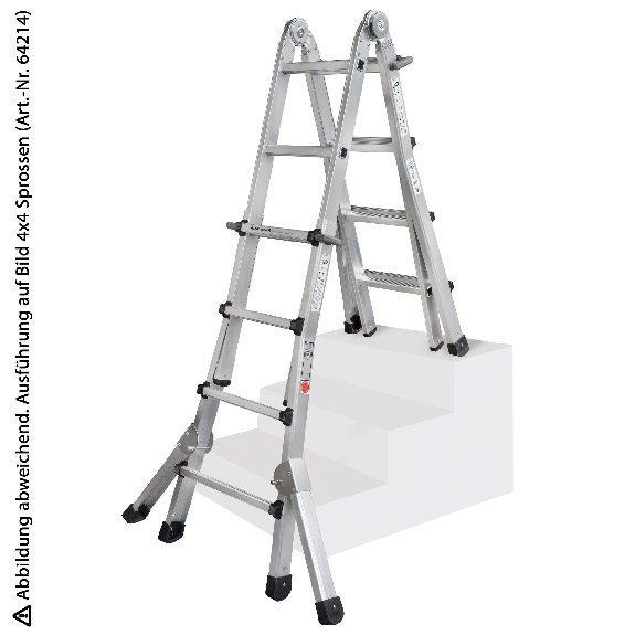 Iller Teleskopleiter, beidseitig begehbar mit Dreiecksausleger, 4x5 Sprossen und 6,0m AH Iller Teleskopleiter, beidseitig begehbar mit Dreiecksausleger, 4x5 Sprossen und 6,0m AH-Beschreibung lesen