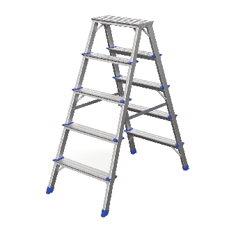Stufenstehleiter zweiseitig begehbar 2x5 Stufen-Beschreibung lesen