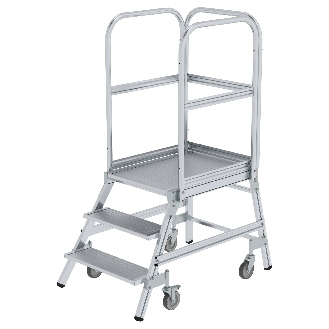 MUNK Podestleiter fahrbar Aluminium geriffelt 3 Stufen-Beschreibung lesen