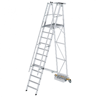 MUNK Podestleiter fahrbar mit schmaler Traverse 12 Stufen-Beschreibung lesen