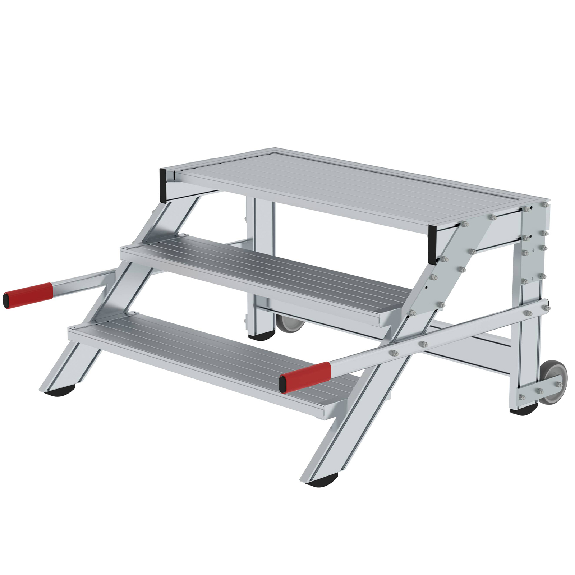 MUNK Arbeitspodest fahrbar Aluminium geriffelt 1000mm Stufenbreite 3 Stufen-Beschreibung lesen