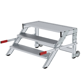 MUNK Arbeitspodest fahrbar Aluminium geriffelt 1000mm Stufenbreite 3 Stufen-Beschreibung lesen