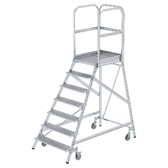 MUNK Podestleiter fahrbar Aluminium geriffelt 7 Stufen-Beschreibung lesen