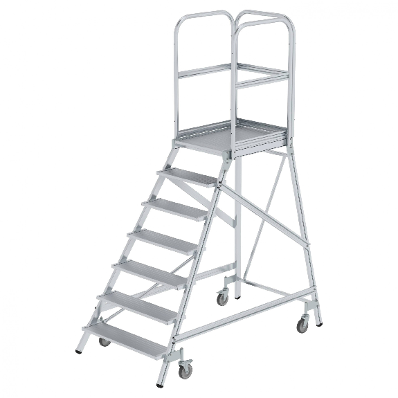 MUNK Podestleiter fahrbar Aluminium geriffelt 7 Stufen MUNK Podestleiter fahrbar Aluminium geriffelt 7 Stufen-Beschreibung lesen