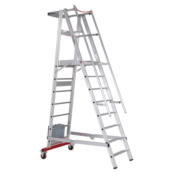 Échelle plate-forme pliante mobile Euroline Premium 32778 avec 8 marches-Leer más