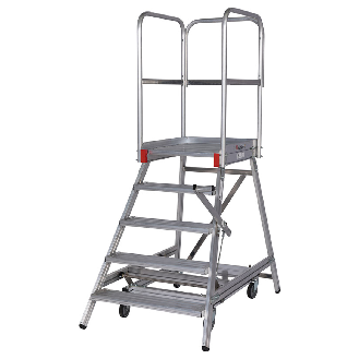 Euroline Premium 515 Mobile Podesttreppe einseitig mit Zentralfeststellung 5 Stufen-Beschreibung lesen