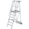 Podestleiter fahrbar mit schmaler Traverse 6 Stufen