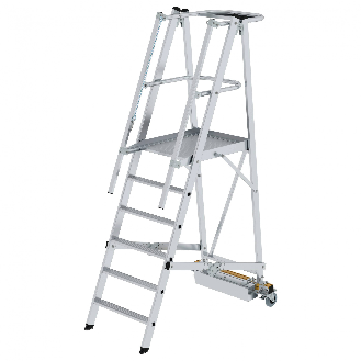 MUNK Podestleiter fahrbar mit schmaler Traverse 6 Stufen-Beschreibung lesen