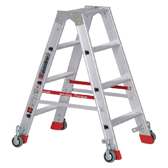 Euroline Premium 30573 Stufenstehleiter mit Federrollen und Feststellern 2x4 Stufen-Beschreibung lesen