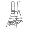 Euroline Premium 516 Mobile Podesttreppe beidseitig begehbar mit Zentralfeststellung fahrbar 6 Stufen