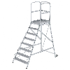 MUNK Podestleiter mit Rollen und Griff Aluminium geriffelt 8 Stufen