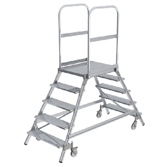 MUNK Podestleiter fahrbar Aluminium geriffelt 2x5 Stufen-Beschreibung lesen