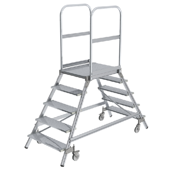 MUNK Podestleiter fahrbar Aluminium geriffelt 2x5 Stufen MUNK Podestleiter fahrbar Aluminium geriffelt 2x5 Stufen-Beschreibung lesen