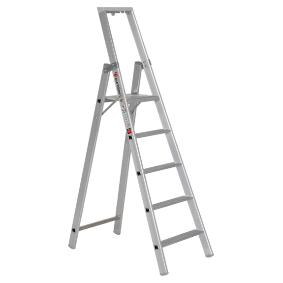 Stufenstehleiter mit Sicherheitsbrücke 5 Stufen-Beschreibung lesen
