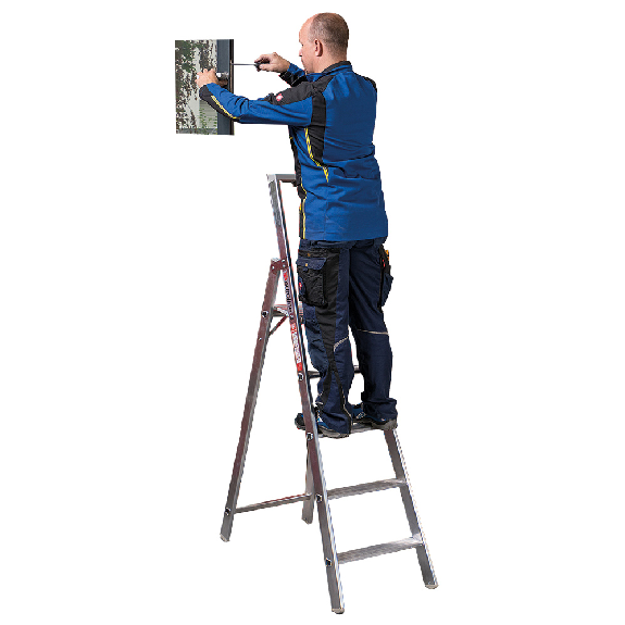 Stufenstehleiter mit Sicherheitsbrücke 5 Stufen-Beschreibung lesen