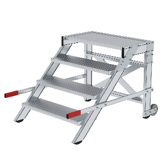 MUNK Arbeitspodest fahrbar Aluminium geriffelt 800mm Stufenbreite 4 Stufen-Beschreibung lesen