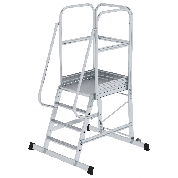 Podesttreppe, einseitig begehbar, fahrbar, 4 Stufen-Beschreibung lesen