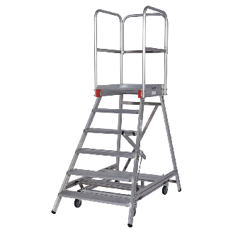 Euroline Premium 515 Mobile Podesttreppe einseitig mit Zentralfeststellung 6 Stufen-Beschreibung lesen