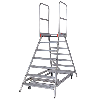 Euroline Premium 516 Mobile Podesttreppe beidseitig begehbar mit Zentralfeststellung fahrbar 7 Stufen