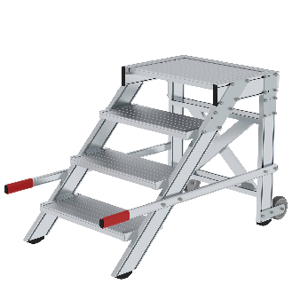 MUNK Arbeitspodest fahrbar Aluminium geriffelt 600mm Stufenbreite 4 Stufen-Beschreibung lesen