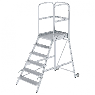 MUNK Podestleiter mit Rollen und Griff Aluminium geriffelt 6 Stufen-Beschreibung lesen