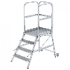 MUNK Podestleiter mit Rollen und Griff Aluminium geriffelt 4 Stufen
