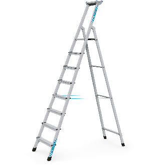 Zarges genietete Stehleiter, eloxiert XLstep S 8 Stufen-Beschreibung lesen