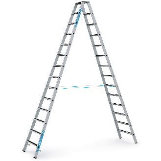 Zarges gebördelte Stufen-Stehleiter R13step-B eloxiert 2x14 Stufen-Beschreibung lesen