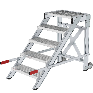 MUNK Arbeitspodest fahrbar Stahl-Gitterrost 600mm Stufenbreite 5 Stufen-Beschreibung lesen