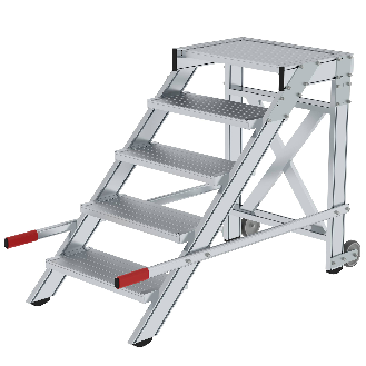MUNK Arbeitspodest fahrbar Aluminium geriffelt 600mm Stufenbreite 5 Stufen-Beschreibung lesen