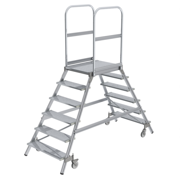 Plattformleiter fahrbar Aluminium 2x6 Stufen-Beschreibung lesen