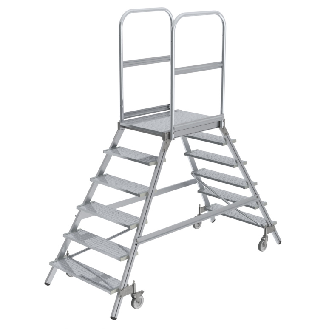 MUNK Podestleiter fahrbar Aluminium geriffelt 2x6 Stufen-Beschreibung lesen