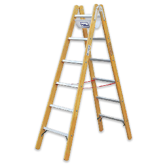 Iller Verbund- Holzstehleiter mit Alu-Sprossen 2x10 Sprossen-Beschreibung lesen