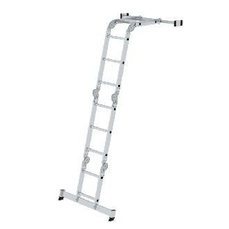 MUNK Vielzweckleiter mit Nivello Traverse und Holzbelag 2x2 + 2x3 Sprossen-Beschreibung lesen